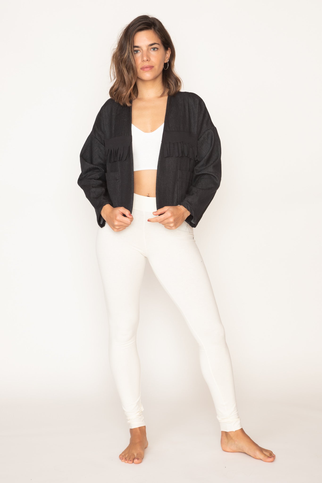 Denim Fringed Crop Jacket