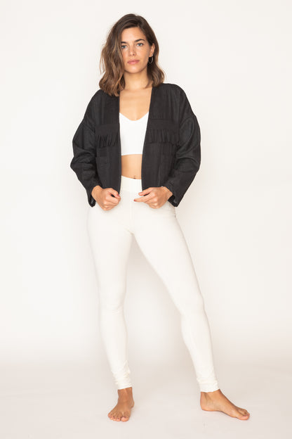 Denim Fringed Crop Jacket