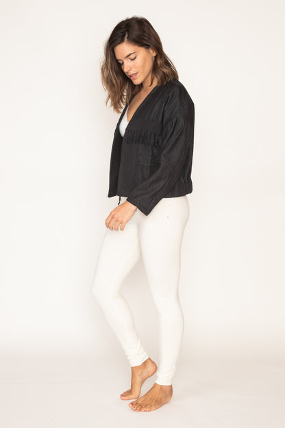 Denim Fringed Crop Jacket
