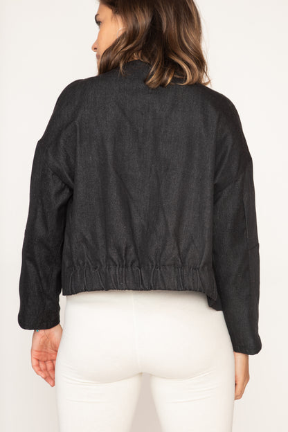 Denim Fringed Crop Jacket