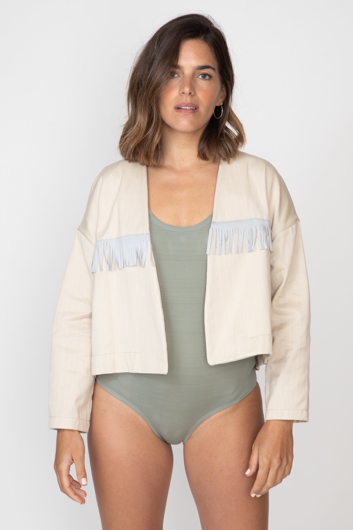 Natural Fringed Crop Jacket