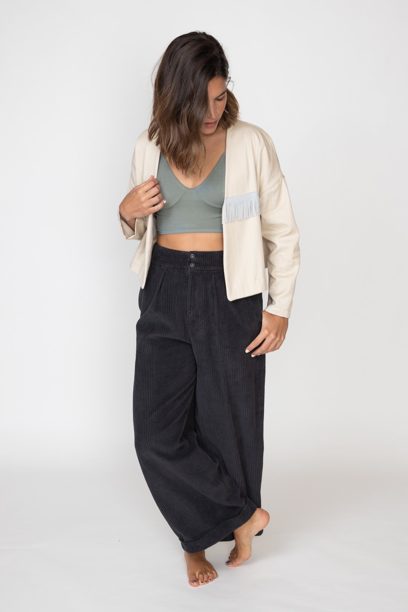 Natural Fringed Crop Jacket