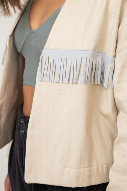 Natural Fringed Crop Jacket
